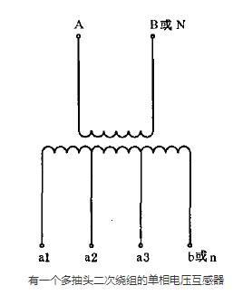 有(yǒu)一(yi)箇(ge)多(duo)抽頭二次繞組的(de)單(dan)相電(dian)壓互感器(qi)